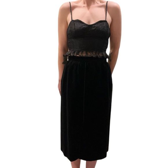Vintage Black Velvet Skirt - Picture 1 of 2